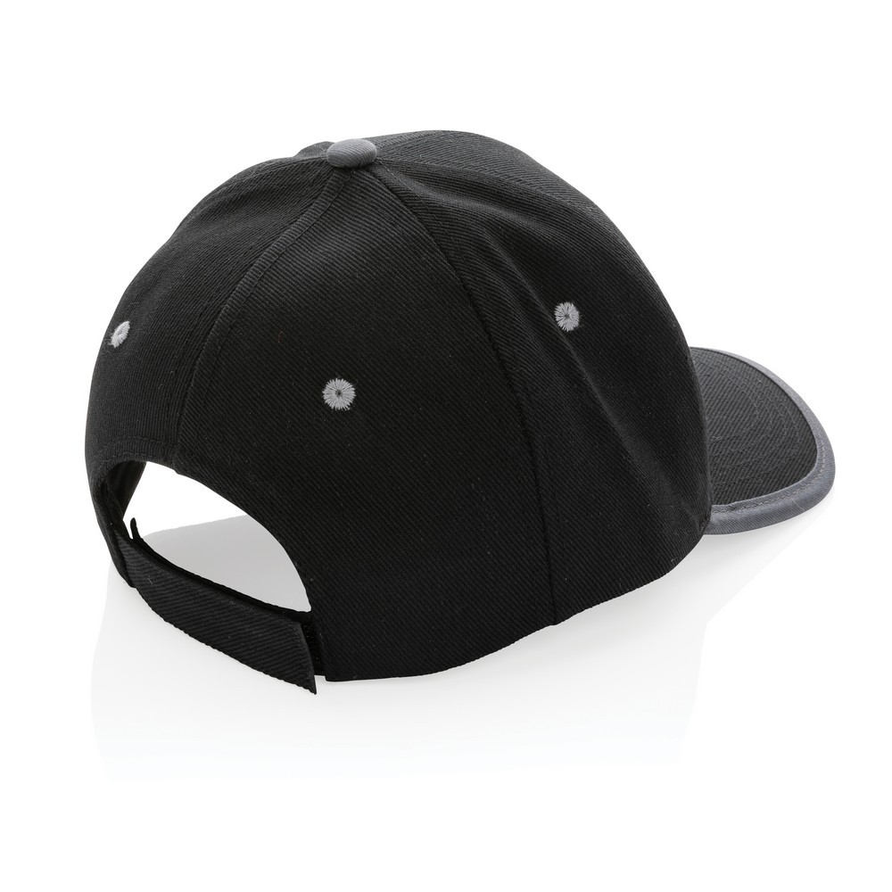 Impact AWARE™ 280gr Brushed rCotton 6 Panel Kontrast-Cap in Schwarz, Ansicht 5