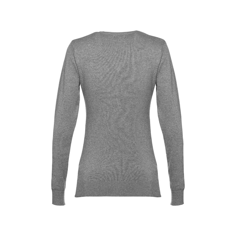 Pullover mit V-Ausschnitt für Damen aus Baumwolle und Polyamid | THC Milan Women – Grau melliert, Ansicht 2