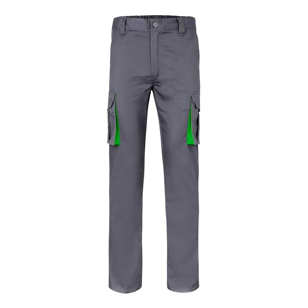 Zweifarbige Stretch-Hose mit mehreren Taschen (240 g/m²), aus Baumwolle (46 %), EME (38 %) und Polyester (16 %) | VL Fides – Grau/Grün