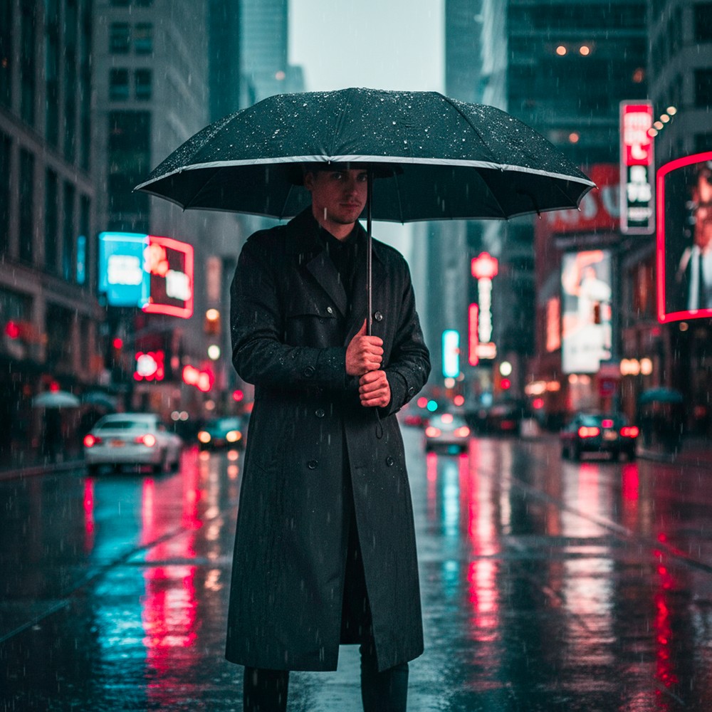 Automatischer Regenschirm Mauro Conti | Kim in Schwarz, Ansicht 16