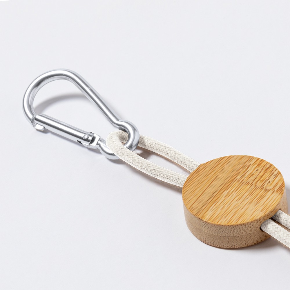 Ladekabel aus Weizenstroh und Baumwolle mit Karabinerhaken, Element aus Bambus in Neutral