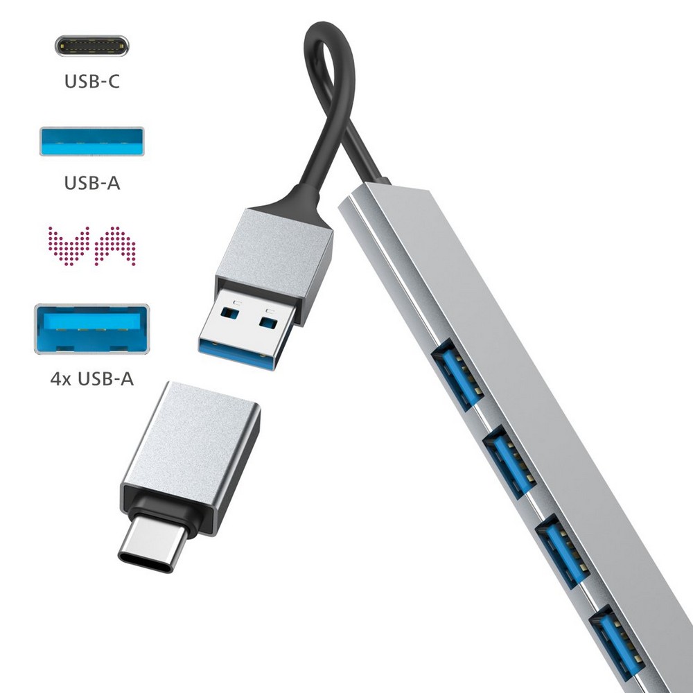 Hub USB, USB-C Hama in Grau, Ansicht 4
