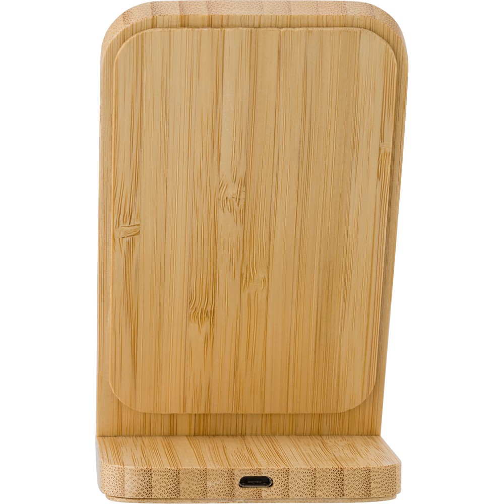 Wireless Bambus-Ladegerät 5W, Telefonständer in Holz, Ansicht 4