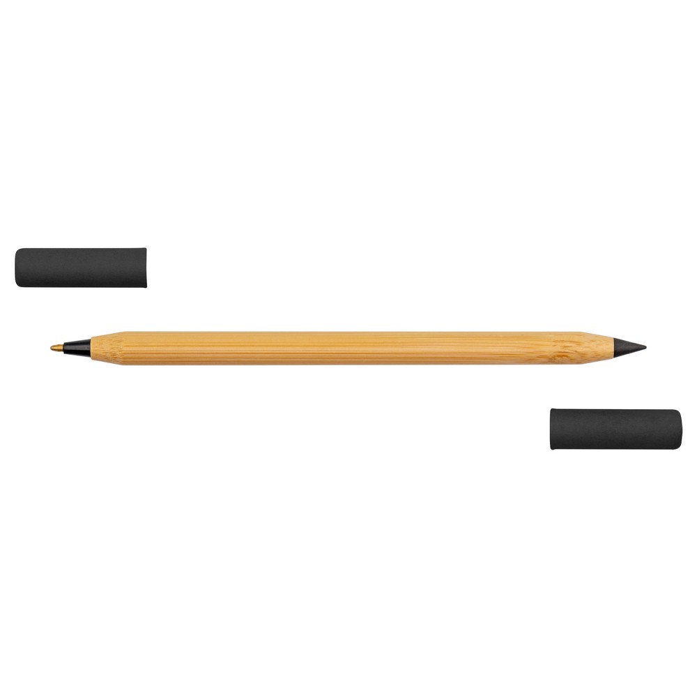 Kugelschreiber aus Bambus 2 in 1, Bleistift "Ewiger" | Mikayla in Schwarz, Ansicht 5