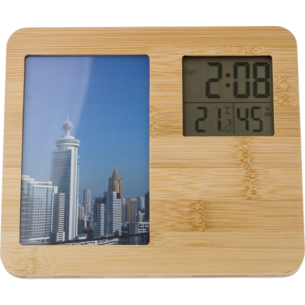 Wetterstation aus Bambus, Bilderrahmen in Braun, Ansicht 2