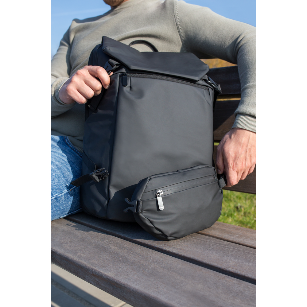 Laptop-Rucksack 15,6" Air Gifts 2 in 1, Gürteltasche | Chaundrise in Schwarz, Ansicht 18