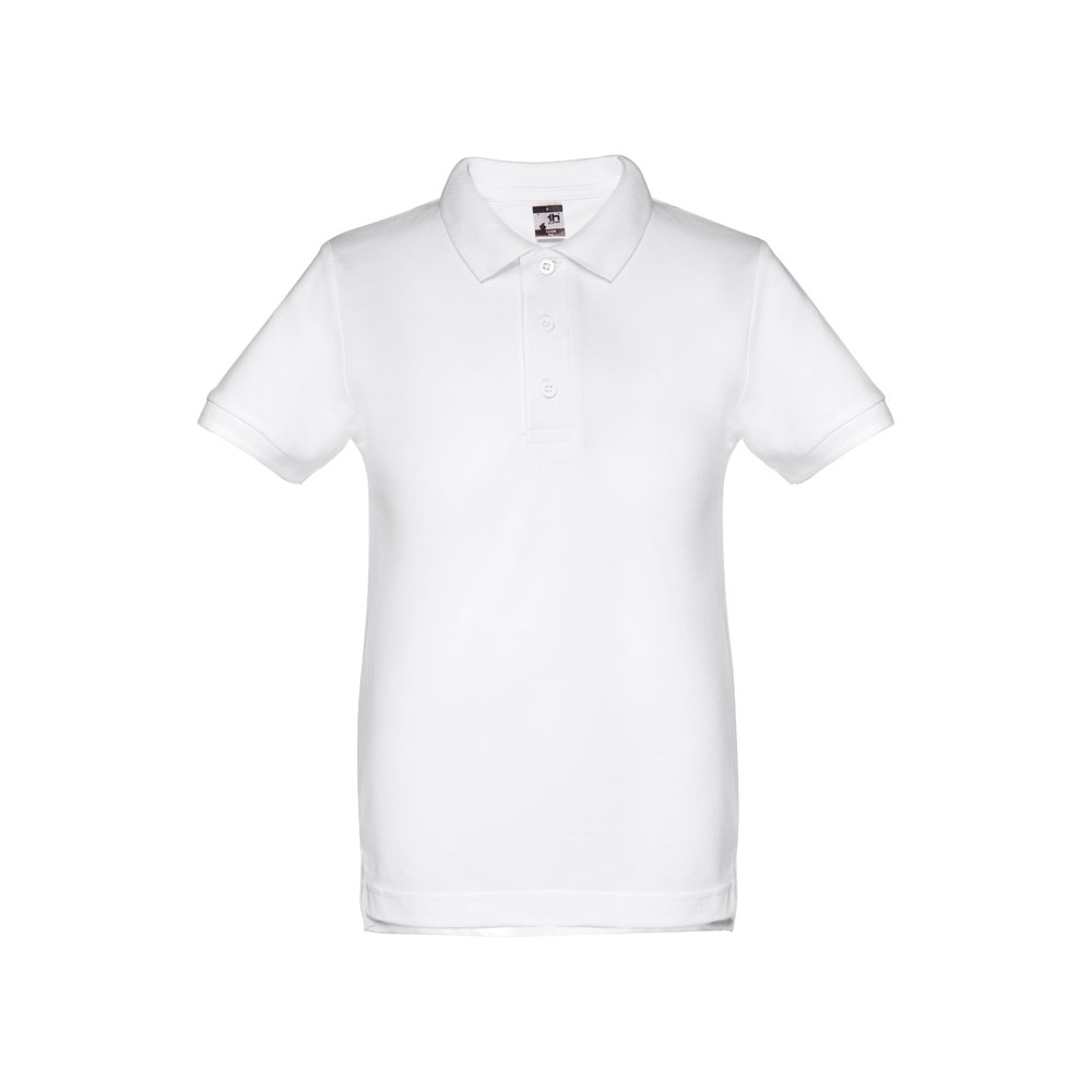 Kurzärmeliges Poloshirt für Kinder (unisex). Farbe Weiß | THC Adam Kids Wh – Weiß