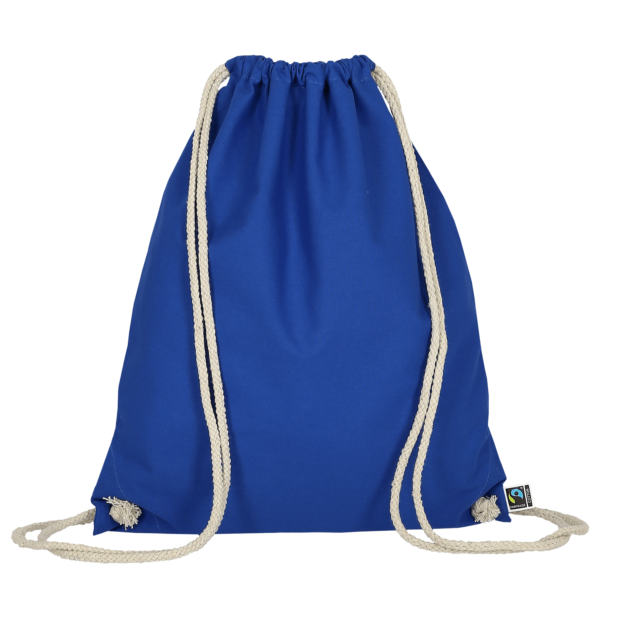 Turnbeutel aus Fairtrade-zertifizierter Baumwolle in Royalblau