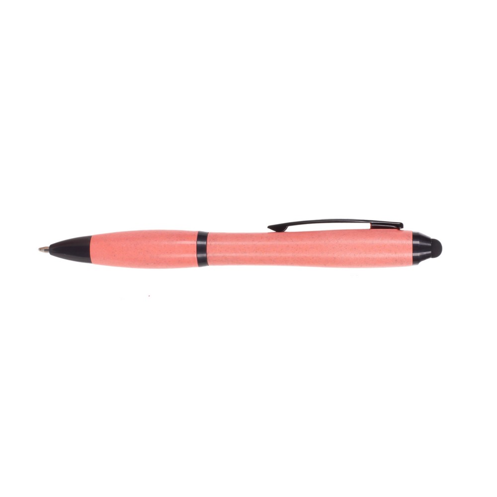 Kugelschreiber, bunter Schaft aus Bambusfaser, Touch-Pen in Rosa, Ansicht 4