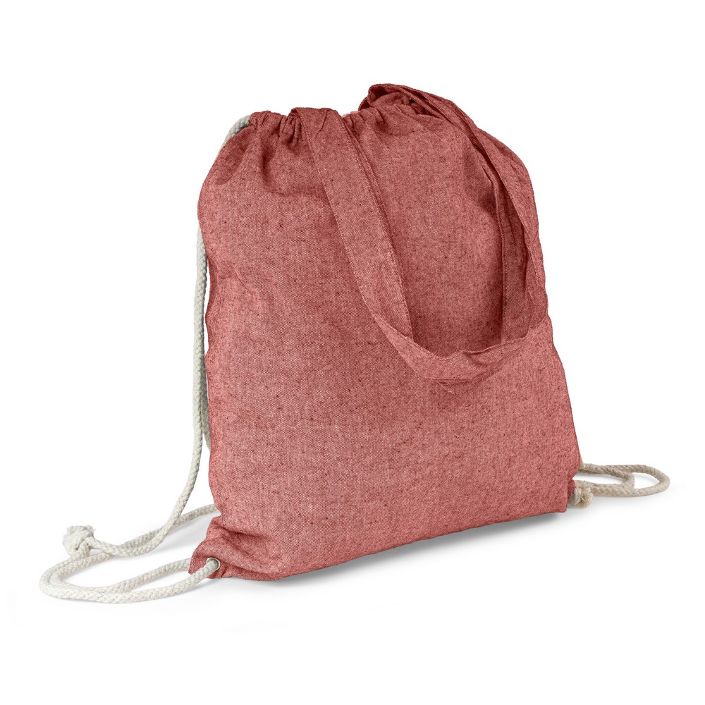 Baumwolltasche 2 in 1, Beutel mit Kordel, Einkaufstasche | Gondulfo in Rot