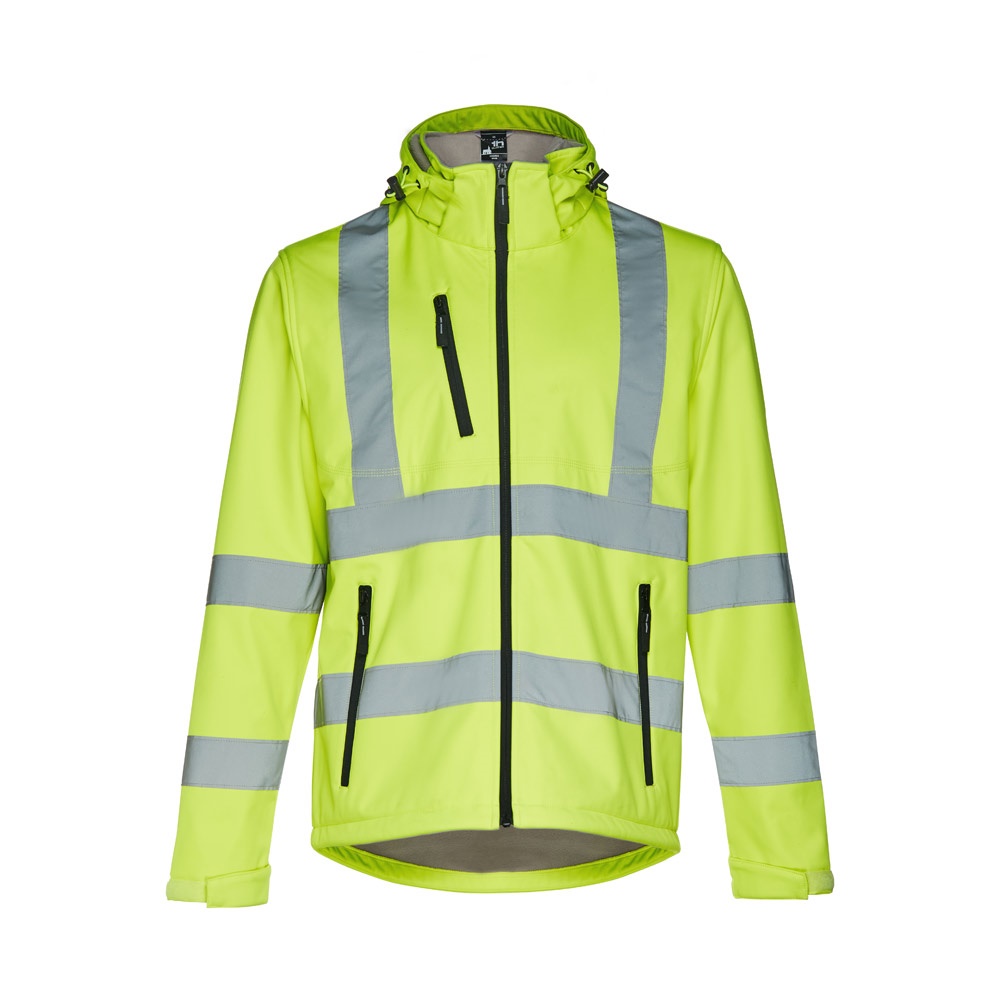 Softshell-Jacke mit hoher Sichtbarkeit (Unisex) | THC Zagreb Work – Neongelb, Ansicht 2