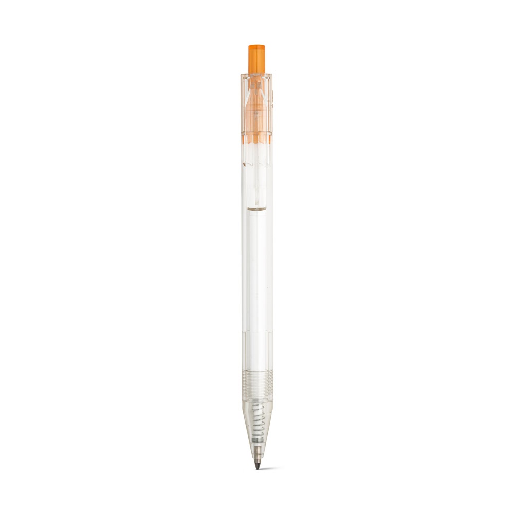 RPET-Kugelschreiber mit farbigem Knopf | Harlan – Orange, Ansicht 2