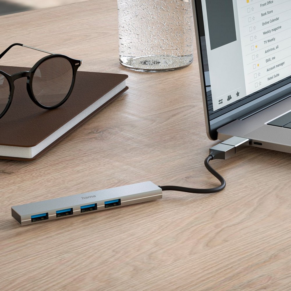 Hub USB, USB-C Hama in Grau, Ansicht 2
