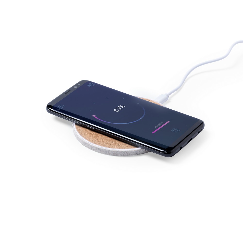 Wireless Ladegerät 10W aus Weizenstroh in Neutral, Ansicht 2