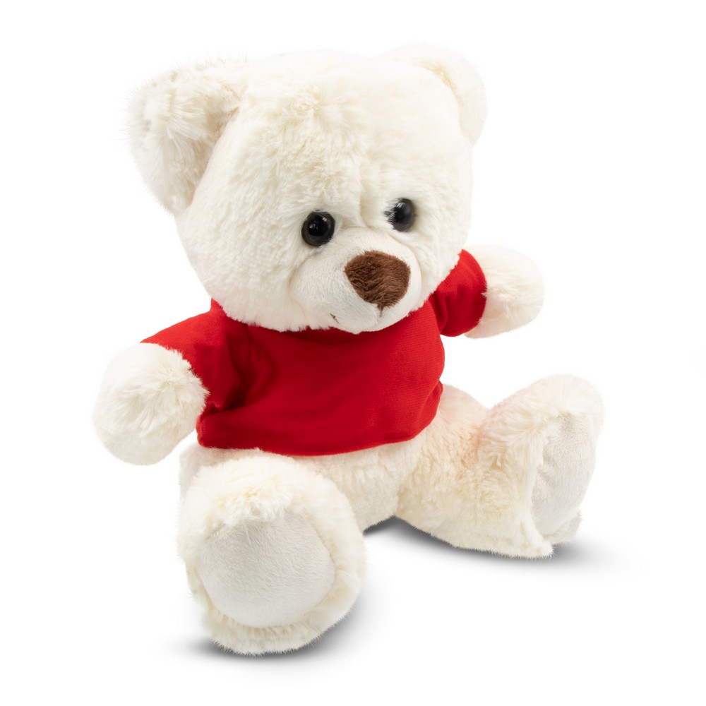 Teddybär mit T-Shirt | Josh White in Weiß-rot