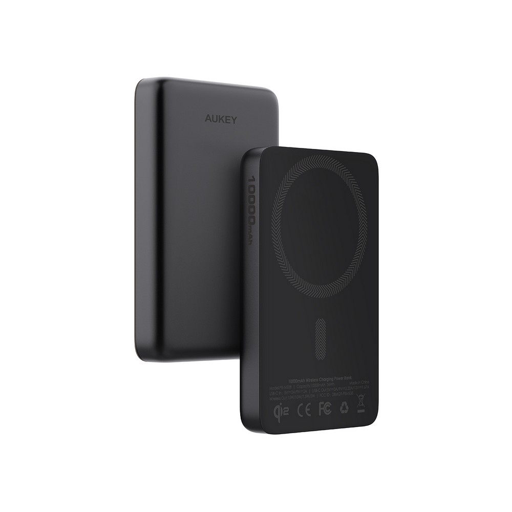 Magnetische kabellose Powerbank 10000 mAh, Aukey in Schwarz