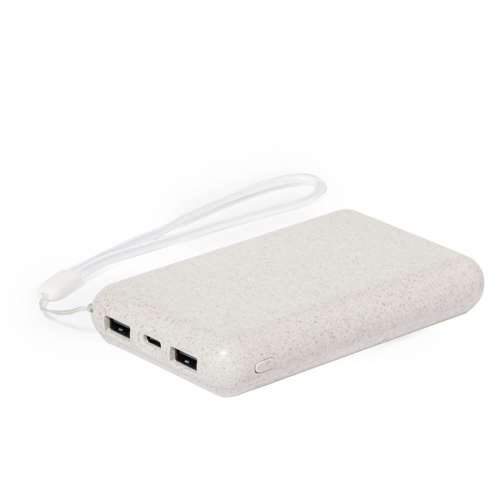 Powerbank aus Weizenstroh 5000 mAh, Solarladegerät in Neutral, Ansicht 4