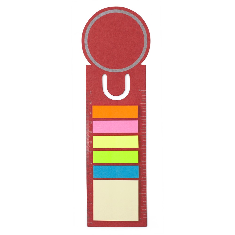 Haftnotizenset, Lesezeichen, Haftnotizen, Lineal in Rot