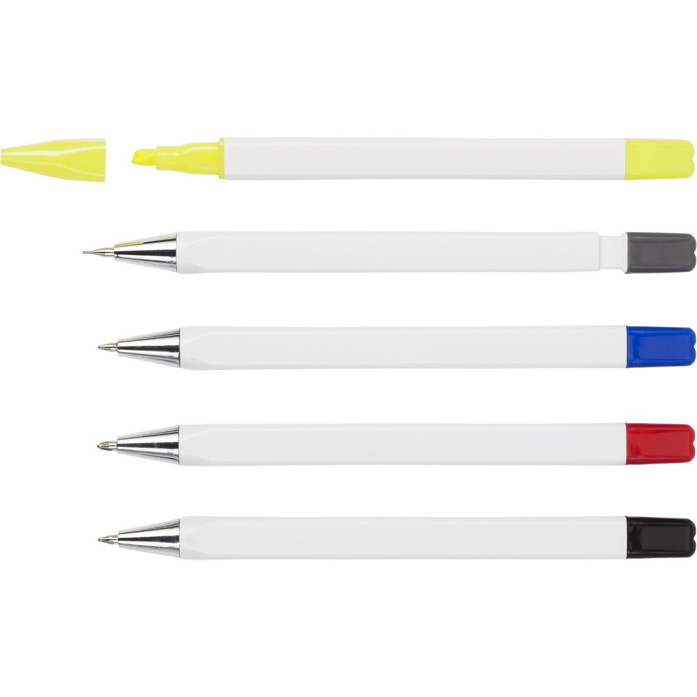 Schreibset, Bleistift, Textmarker und Kugelschreiber in Weiß, Ansicht 9