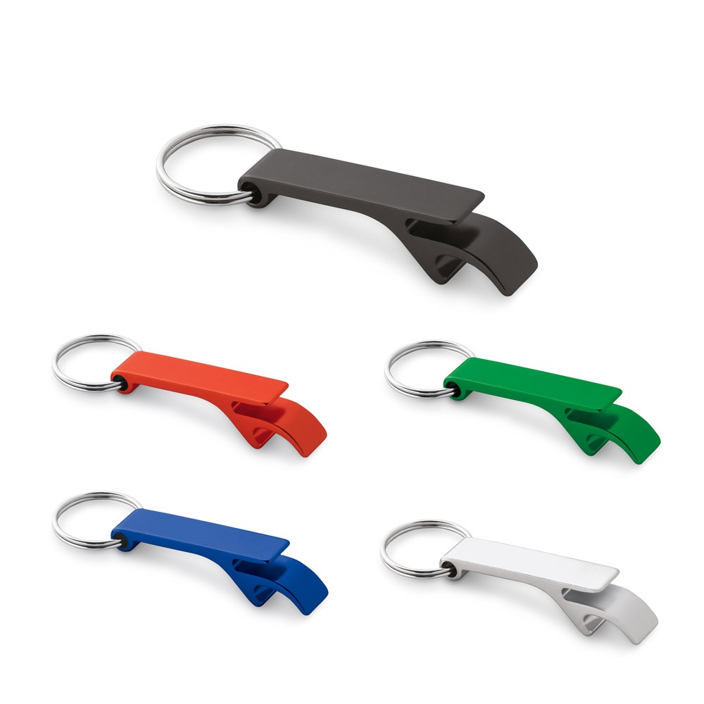 Schlüsselanhänger mit Kapselöffner aus recyceltem Aluminium | Re-baitt – Schwarz, Ansicht 2