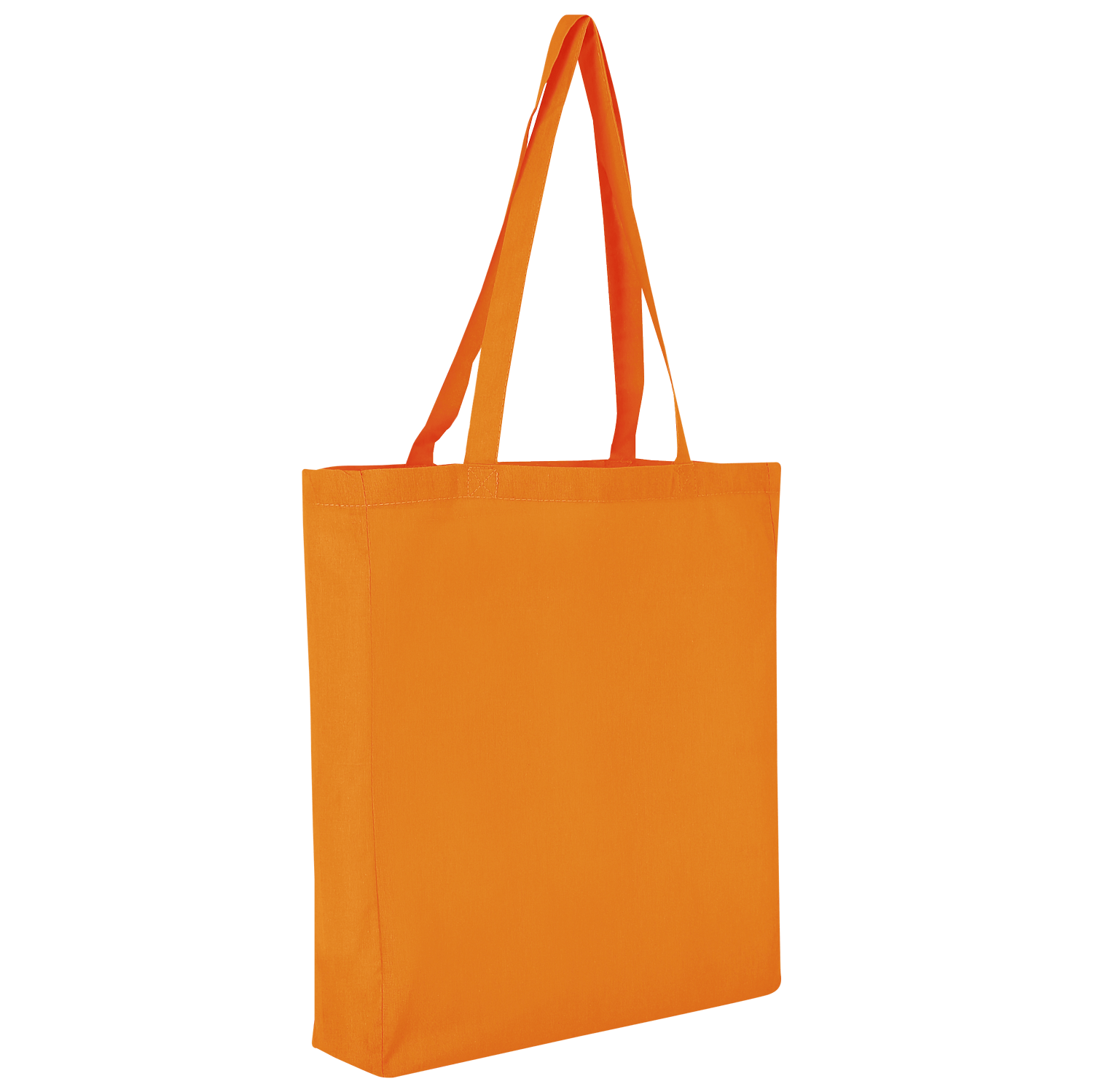 Baumwolltasche CLASSIC mit zwei langen Henkeln, Boden- und Seitenfalte in Mandarin