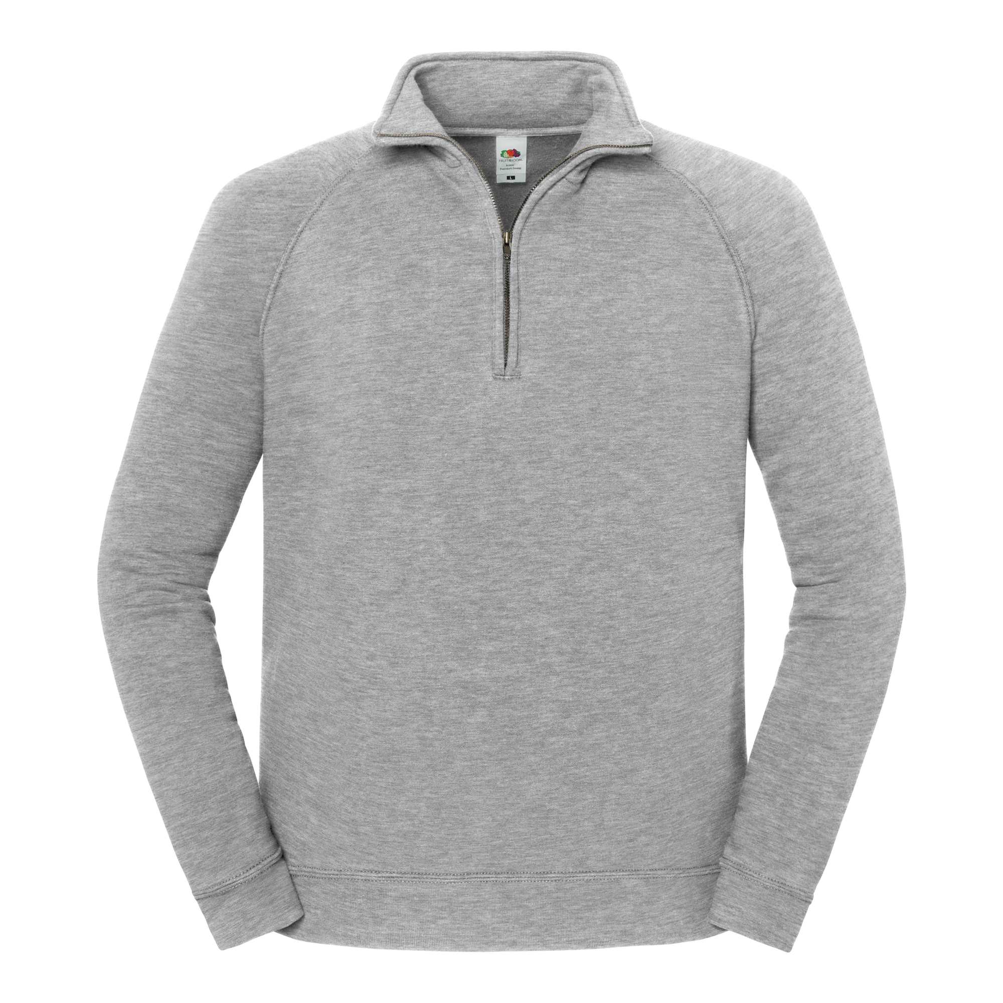 Fruit of the Loom Iconic Premium Zip Neck Sweat in Athletic Heather