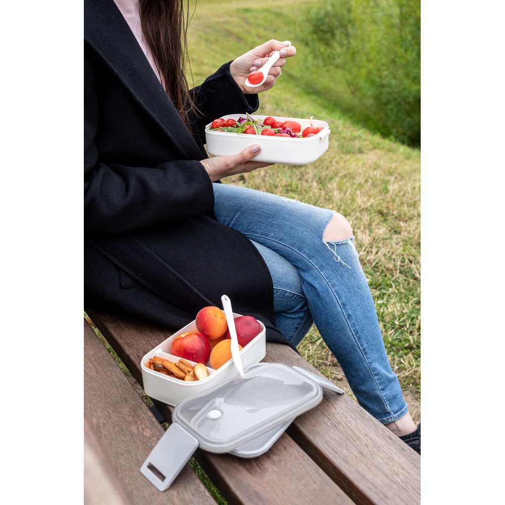 Lunchboxen 2 Stück, 2x700 ml, Besteck | Cash in Weiß, Ansicht 4