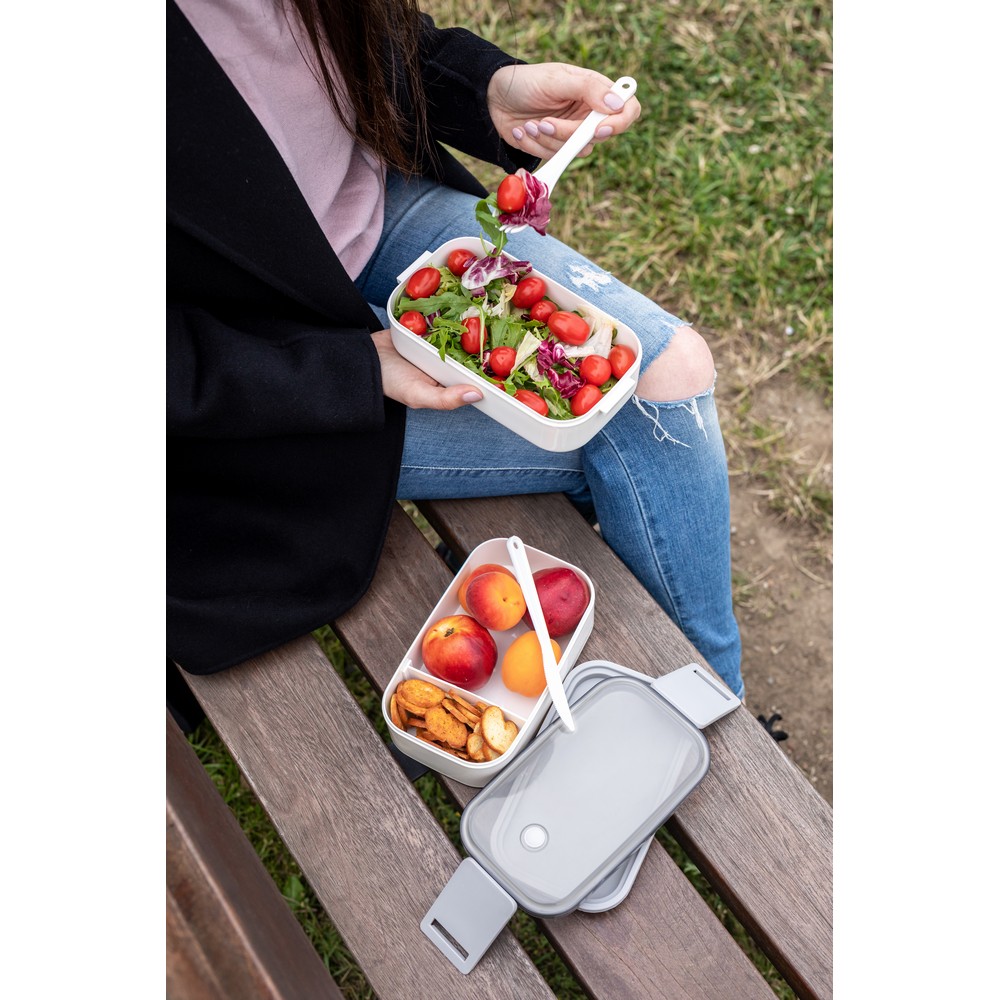 Lunchboxen 2 Stück, 2x700 ml, Besteck | Cash in Weiß, Ansicht 5