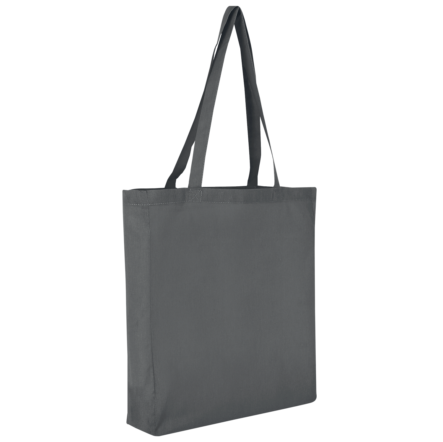 Baumwolltasche CLASSIC mit zwei langen Henkeln, Boden- und Seitenfalte in Stahlgrau