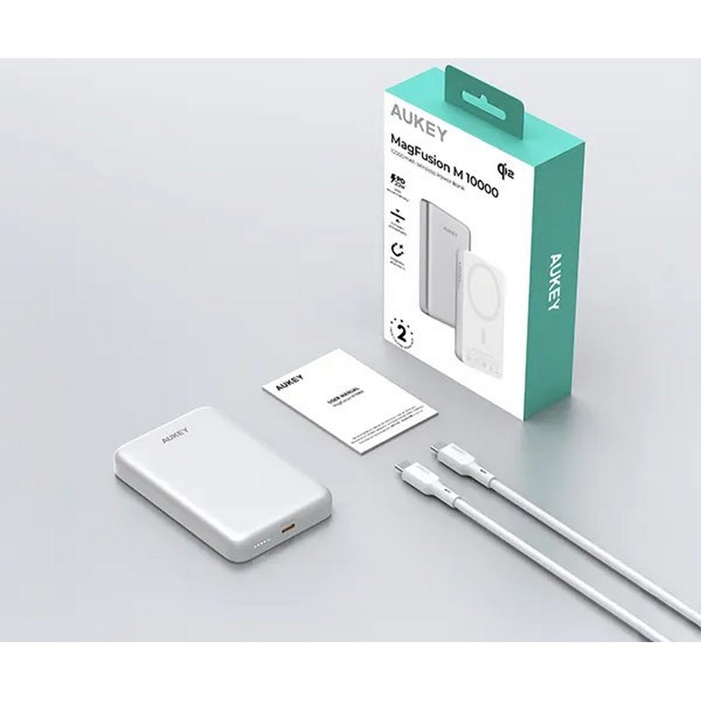 Magnetische kabellose Powerbank 10000 mAh, Aukey in Silber, Ansicht 12