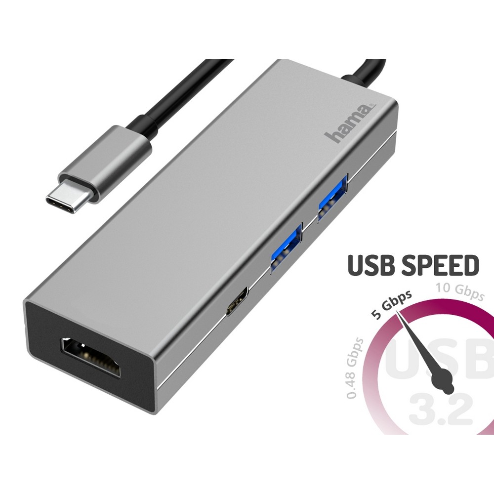 Hub USB, USB-C, HDMI Hama in Grau, Ansicht 2