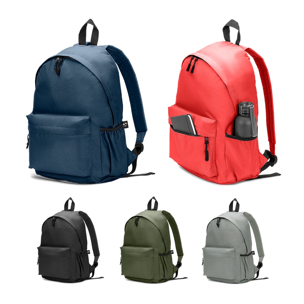 Klassischer Rucksack mit zeitlosem Design aus recyceltem 600D Polyester | Rosario – Schwarz, Ansicht 5