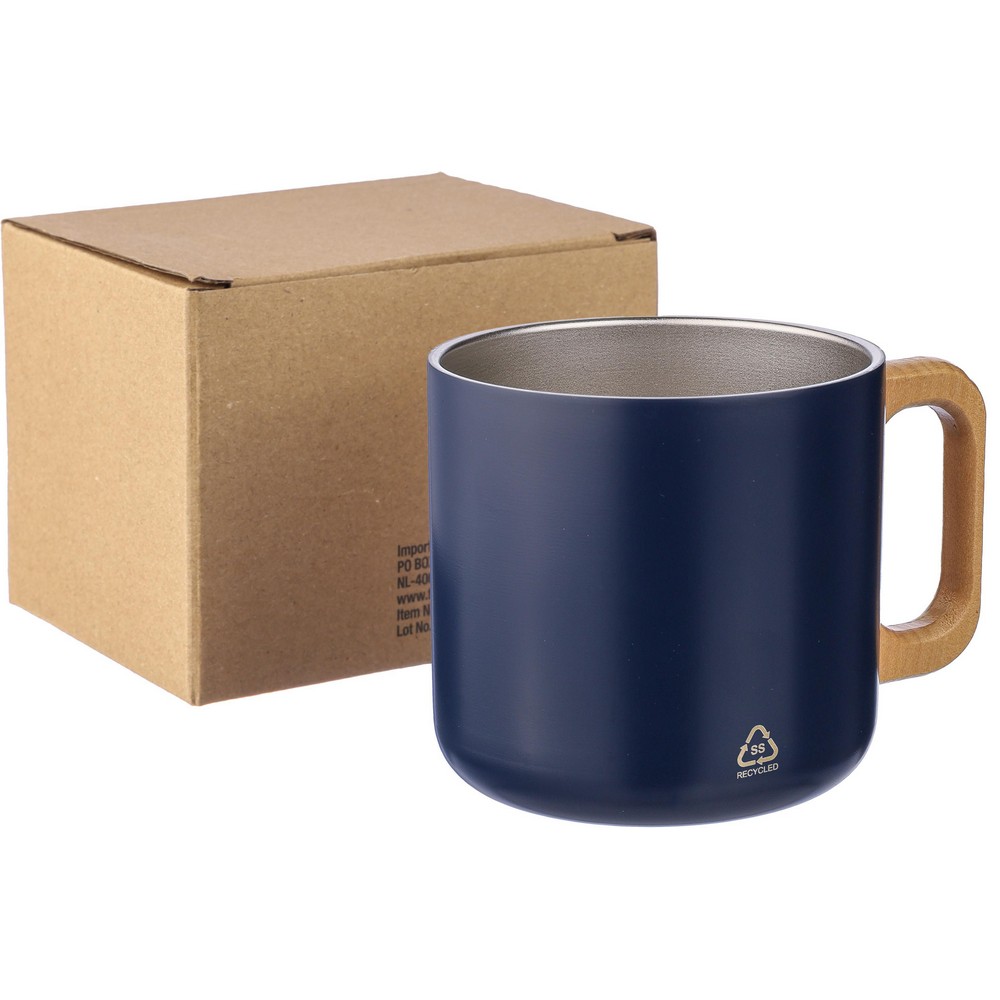 Becher 400 ml aus recyceltem Edelstahl in Dunkelblau, Ansicht 8
