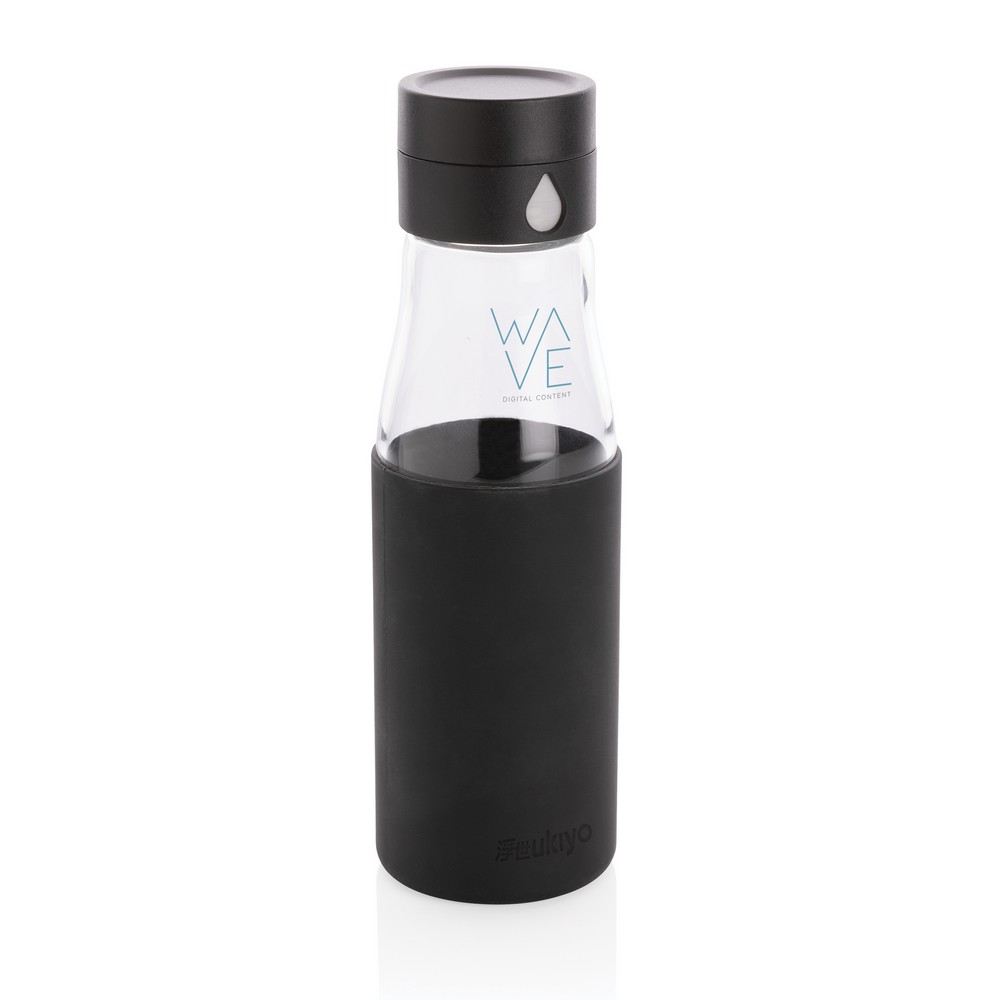 650 ml Ukiyo-Glasflasche, Überwachung der Menge des getrunkenen Wassers in Schwarz, Ansicht 5