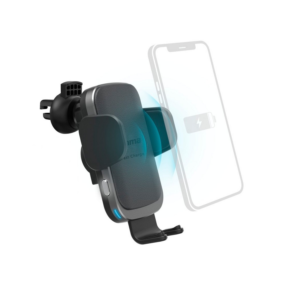 Autohalterung für Mobiltelefone, kabelloses Ladegerät 10 W Hama in Schwarz, Ansicht 2