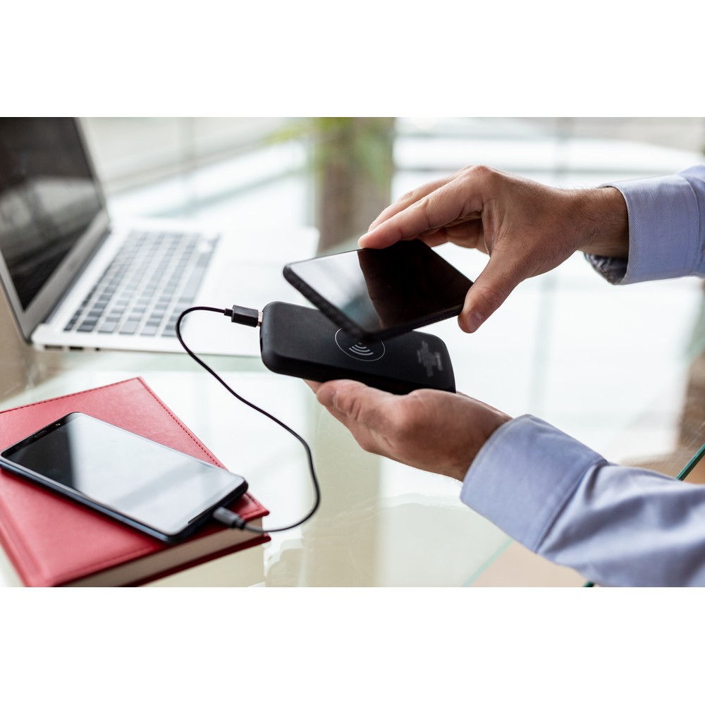 Mauro Conti Powerbank 8000 mAh, Wireless Ladegerät 5W | Eric in Schwarz, Ansicht 2