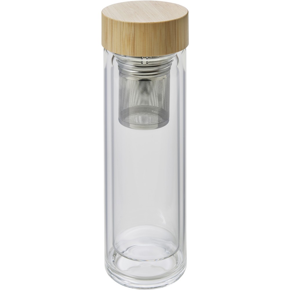 Thermosflasche aus Glas 420 ml mit Sieb zum Auffangen des Bodensatzes in Hellbraun, Ansicht 4