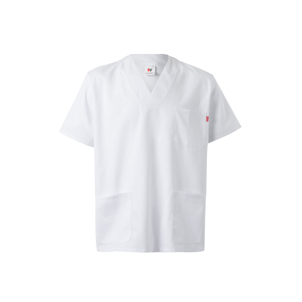 Tunika aus Twill (190g/m²) mit kurzen Ärmeln, aus Polyester (65%) und Baumwolle (35%) | VL Tlaloc – Weiß