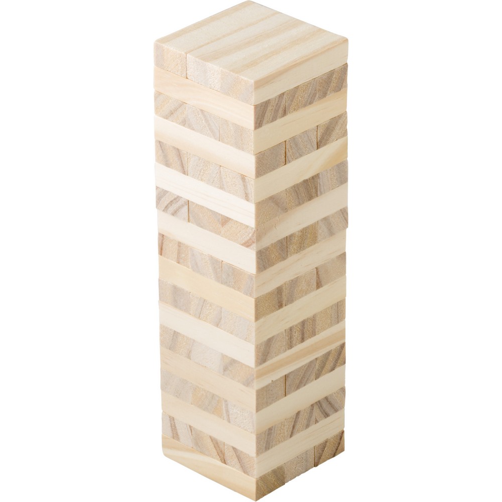 Ein hölzerner Geschicklichkeitsturm Arcade-Spiel aus Holz in Braun, Ansicht 3