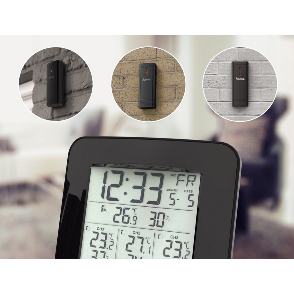 Wetterstation, 3 Sensoren Hama Trio in Schwarz, Ansicht 8