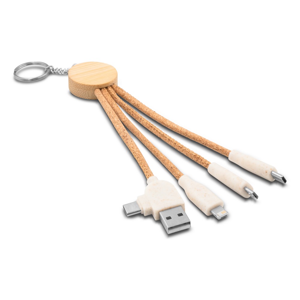 Ladekabel aus Kork B'RIGHT, Element aus Bambus, Schlüsselanhänger | Antez in Neutral