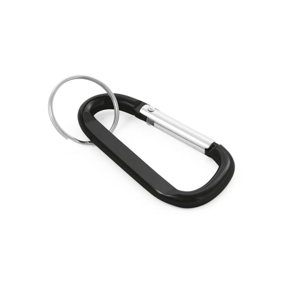 Karabinerclip aus Aluminium mit Schlüsselring | Matthew – Schwarz