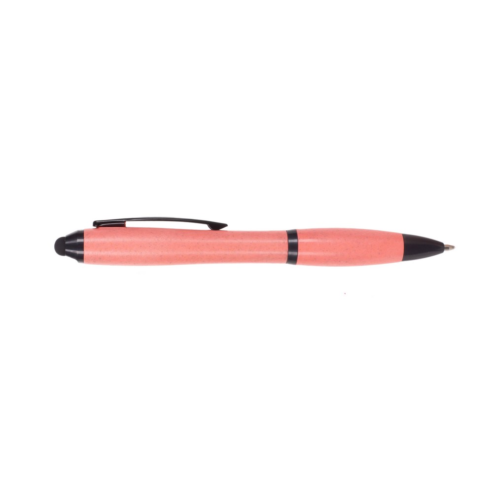 Kugelschreiber, bunter Schaft aus Bambusfaser, Touch-Pen in Rosa, Ansicht 5
