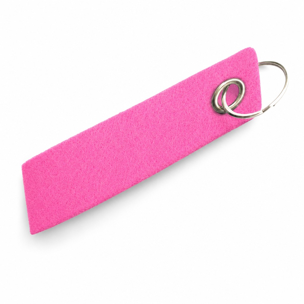 Filz-Schlüsselanhänger Schlaufe 60 × 20 mm in Pink mit Metallöse und Schlüsselring – Werbeartikel aus 3 mm Filz
