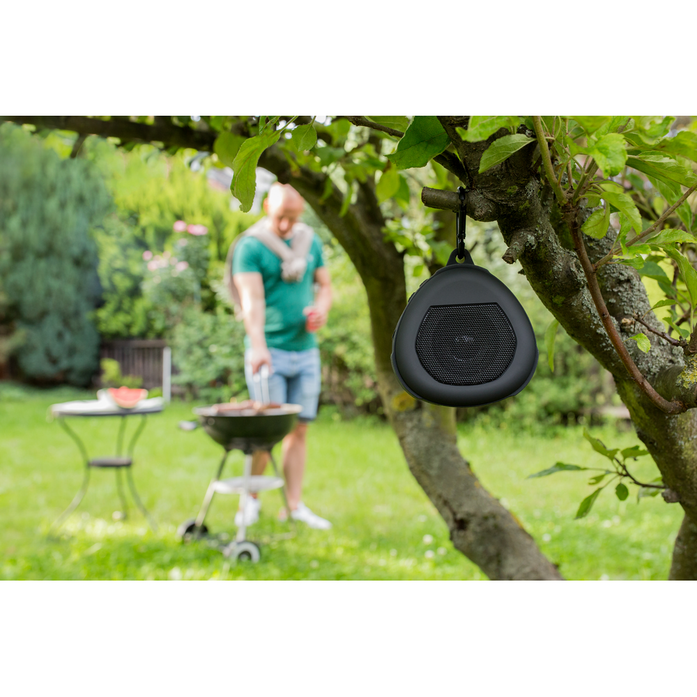 Kabelloser Lautsprecher 5W Air Gifts mit Karabinerhaken | Justice in Schwarz, Ansicht 13