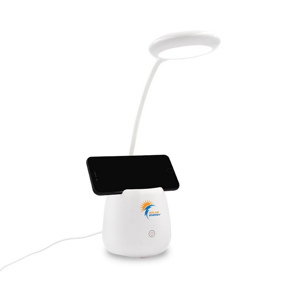 Schreibtischlampe, Wireless Lautsprecher 3W, Telefonständer, Halterung für Schreibutensilien | Asar in Weiß, Ansicht 11