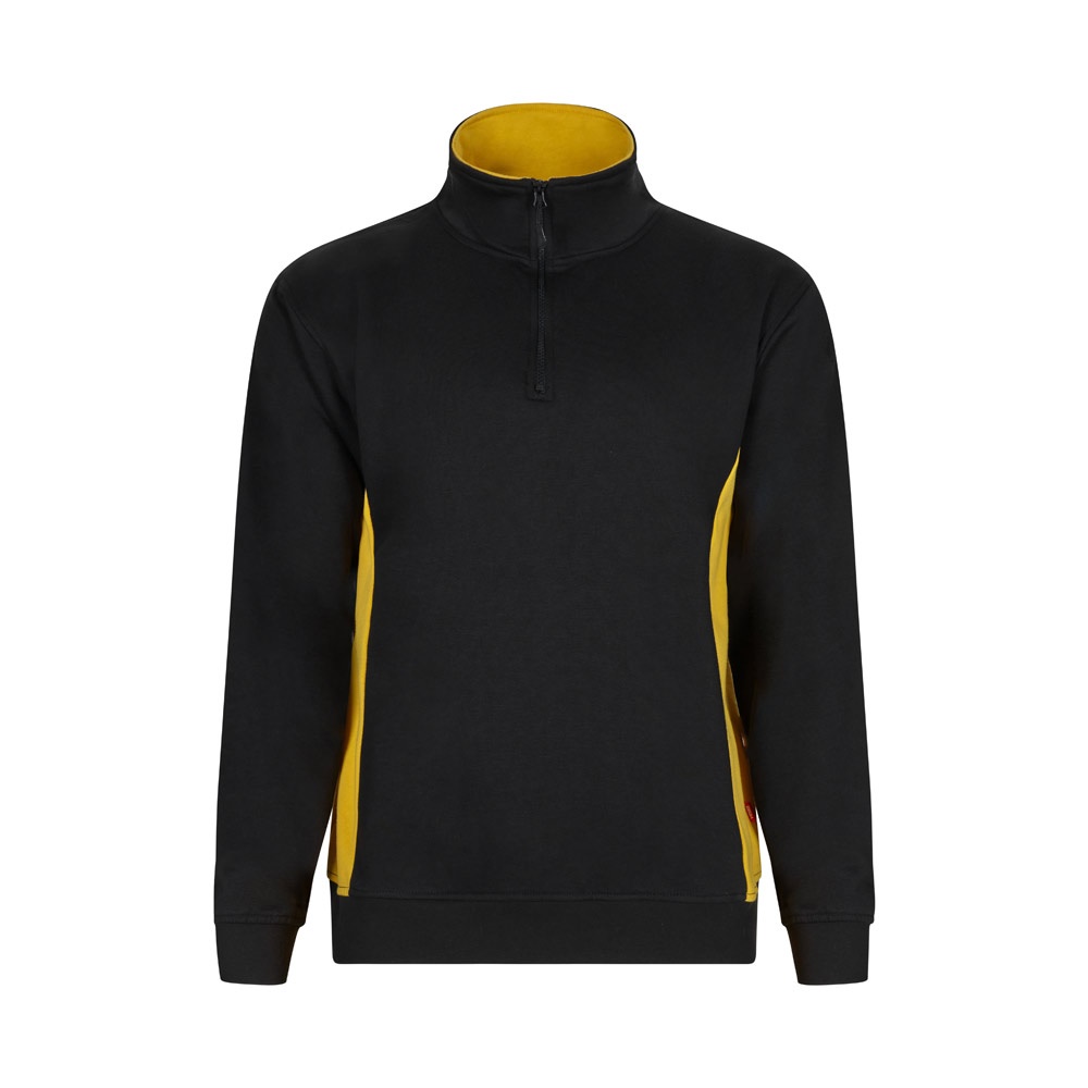 Zweifarbiges Frottee-Sweatshirt (260 g/m²), aus Polyester (65 %) und Baumwolle (35 %) | VL Svarog – Schwarz/Gelb