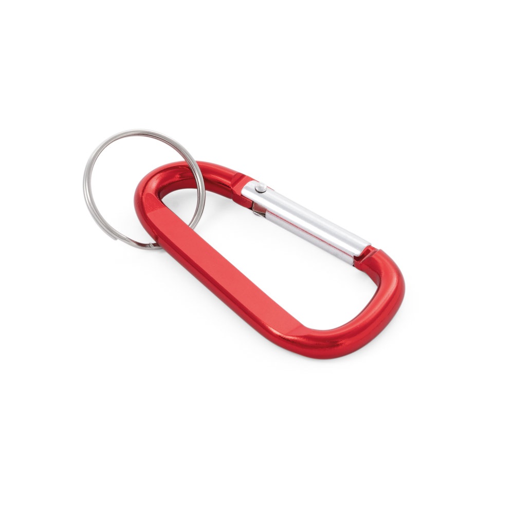 Karabinerclip aus Aluminium mit Schlüsselring | Matthew – Rot