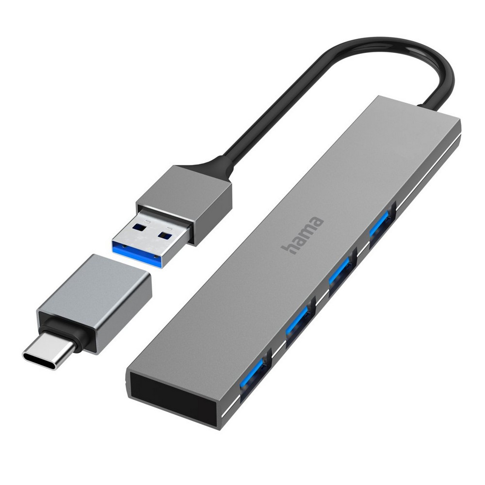 Hub USB, USB-C Hama in Grau