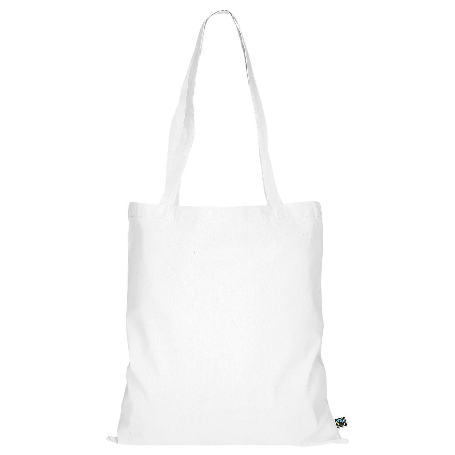 Tasche aus Fairtrade-zertifizierter Baumwolle mit zwei langen Henkeln in Weiß